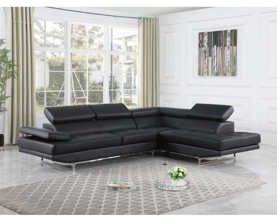 GUF 8136 Right Facing Sectional - Black, Leather