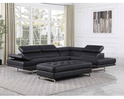 GUF 8136 Right Facing Sectional - Black, Leather