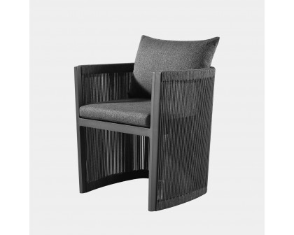 Harbour Antigua Dining Chair - Aluminum Asteroid, Siesta Indigo, Rope Dark Gray