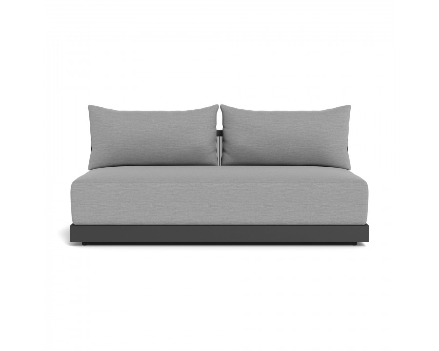 Harbour Antigua 2 Seat Armless Sofa - Aluminum Asteroid, Lisos Piedra, Rope Dark Gray