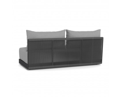 Harbour Antigua 2 Seat Armless Sofa - Aluminum Asteroid, Lisos Piedra, Rope Dark Gray