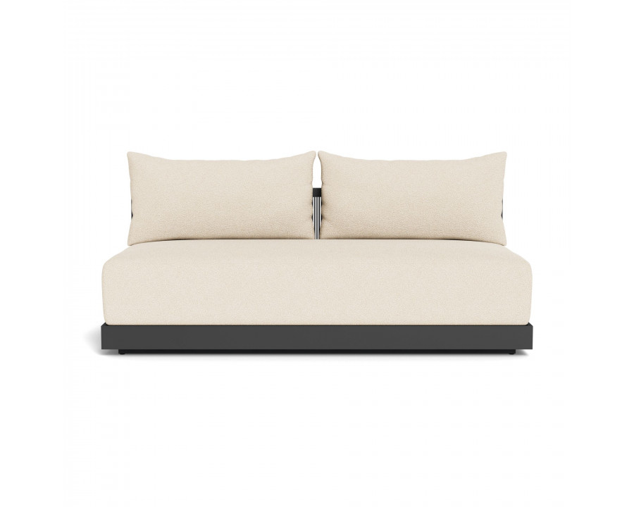 Harbour Antigua 2 Seat Armless Sofa - Aluminum Asteroid, Riviera Sand, Rope Dark Gray