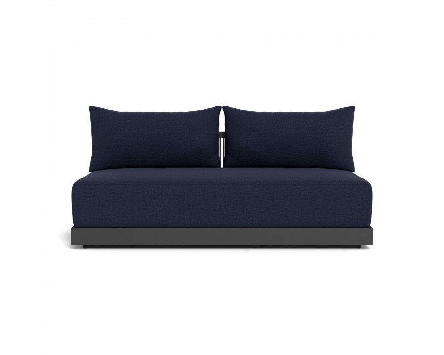 Harbour Antigua 2 Seat Armless Sofa - Aluminum Asteroid, Siesta Indigo, Rope Dark Gray