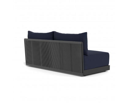 Harbour Antigua 2 Seat Armless Sofa - Aluminum Asteroid, Siesta Indigo, Rope Dark Gray