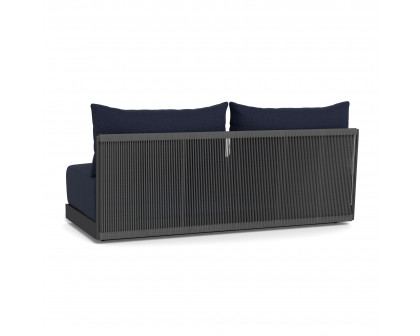 Harbour Antigua 2 Seat Armless Sofa - Aluminum Asteroid, Siesta Indigo, Rope Dark Gray