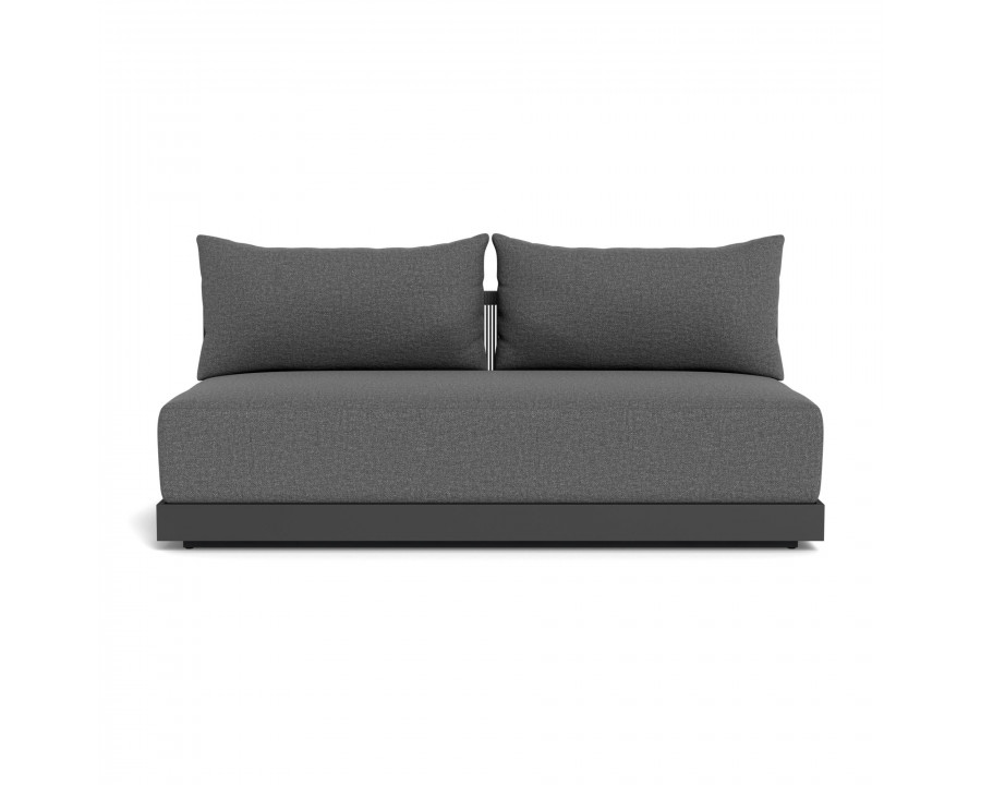 Harbour Antigua 2 Seat Armless Sofa - Aluminum Asteroid, Siesta Slate, Rope Dark Gray