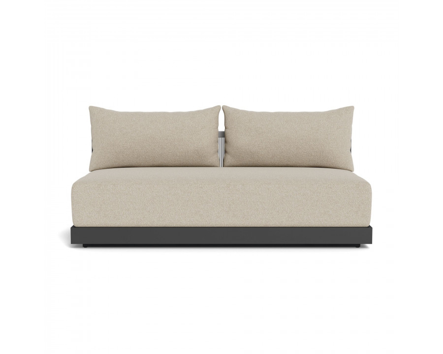 Harbour Antigua 2 Seat Armless Sofa - Aluminum Asteroid, Siesta Taupe, Rope Light Gray