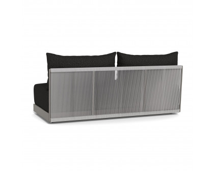 Harbour Antigua 2 Seat Armless Sofa - Aluminum Taupe, Copacabana Midnight, Rope Light Gray