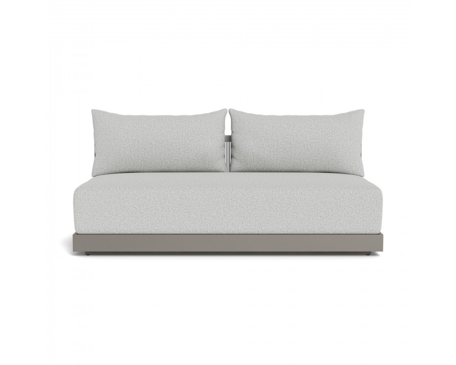 Harbour Antigua 2 Seat Armless Sofa - Aluminum Taupe, Copacabana Sand, Rope Light Gray