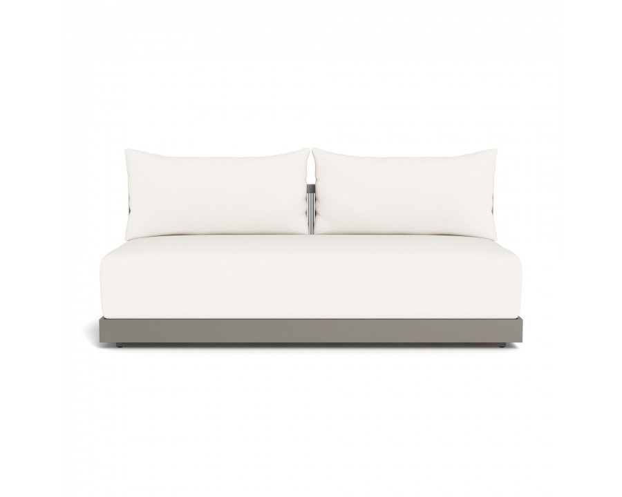 Harbour Antigua 2 Seat Armless Sofa - Aluminum Taupe, Panama Blanco, Rope Light Gray