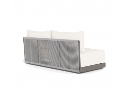 Harbour Antigua 2 Seat Armless Sofa - Aluminum Taupe, Panama Blanco, Rope Light Gray