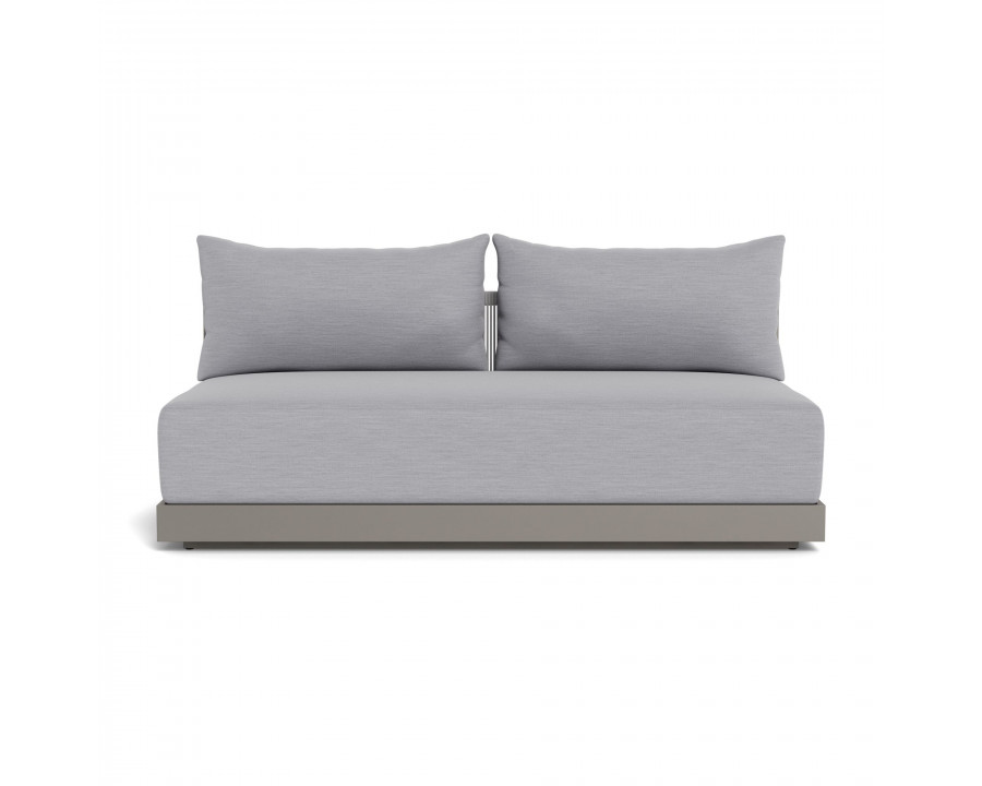 Harbour Antigua 2 Seat Armless Sofa - Aluminum Taupe, Panama Cloud, Rope Light Gray