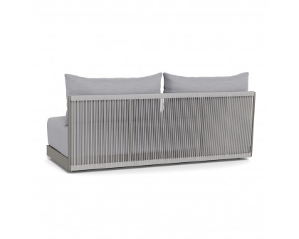 Harbour Antigua 2 Seat Armless Sofa - Aluminum Taupe, Panama Cloud, Rope Light Gray