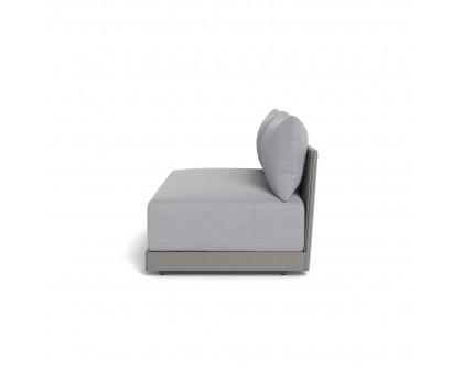 Harbour Antigua 2 Seat Armless Sofa - Aluminum Taupe, Panama Cloud, Rope Light Gray