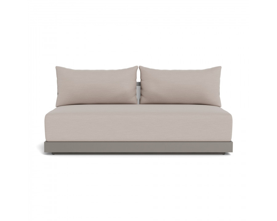 Harbour Antigua 2 Seat Armless Sofa - Aluminum Taupe, Panama Marble, Rope Light Gray