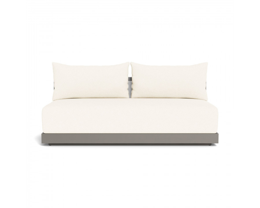 Harbour Antigua 2 Seat Armless Sofa - Aluminum Taupe, Riviera Ivory, Rope Light Gray