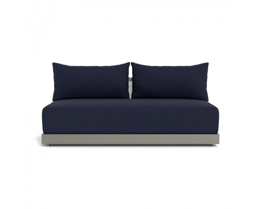 Harbour Antigua 2 Seat Armless Sofa - Aluminum Taupe, Siesta Indigo, Rope Light Gray