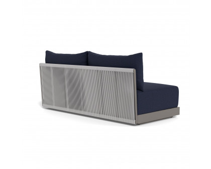 Harbour Antigua 2 Seat Armless Sofa - Aluminum Taupe, Siesta Indigo, Rope Light Gray