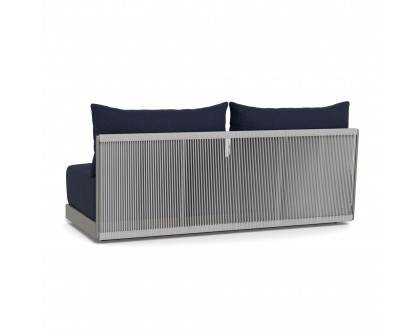 Harbour Antigua 2 Seat Armless Sofa - Aluminum Taupe, Siesta Indigo, Rope Light Gray