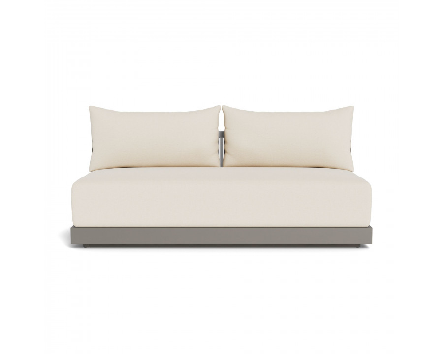 Harbour Antigua 2 Seat Armless Sofa - Aluminum Taupe, Siesta Ivory, Rope Light Gray