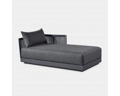 Harbour Antigua Chaise Right - Aluminum Asteroid, Lisos Piedra, Rope Dark Gray