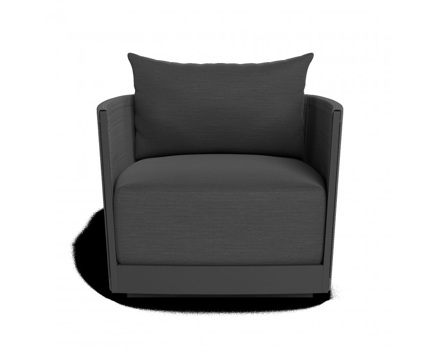 Harbour Antigua Swivel Lounge Chair - Aluminum Asteroid, Lisos Grafito, Rope Dark Gray