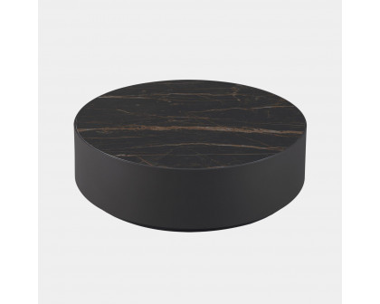 Harbour Antigua Round Coffee Table - Aluminum Asteroid, Laminam Noir