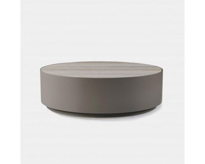 Harbour Antigua Round Coffee Table - Aluminum Asteroid, Laminam Noir