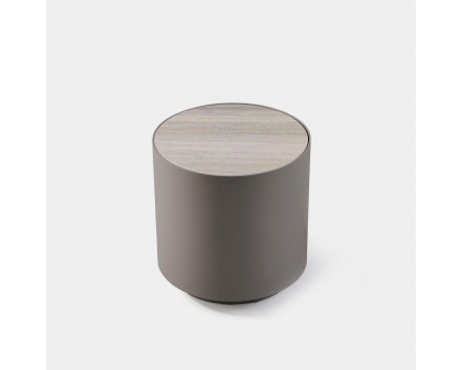 Harbour Antigua Round Side Table - Aluminum Asteroid, Laminam Noir