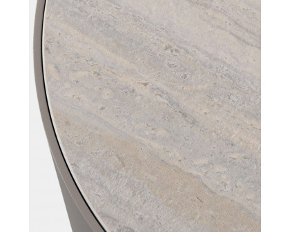 Harbour Antigua Round Side Table - Aluminum Asteroid, Laminam Noir