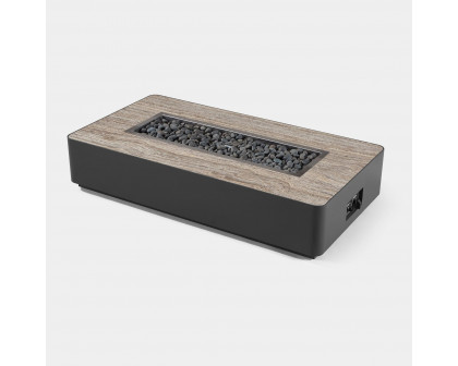 Harbour Antigua Rectangle Fire Table - Aluminum Taupe, Travertine Silver