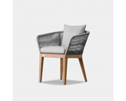 Harbour Avalon Dining Chair - Teak Natural, Lisos Grafito, Rope Dark Gray