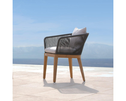 Harbour Avalon Dining Chair - Teak Natural, Lisos Grafito, Rope Dark Gray