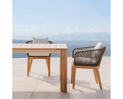 Harbour Avalon Dining Chair - Teak Natural, Lisos Grafito, Rope Dark Gray