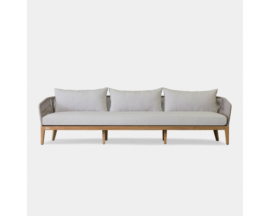 Harbour Avalon 3 Seat Sofa - Teak Natural, Canvas Natural, Rope Light Gray