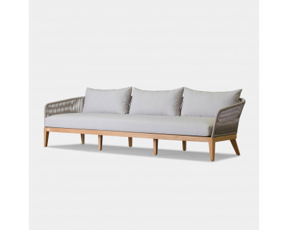 Harbour Avalon 3 Seat Sofa - Teak Natural, Canvas Natural, Rope Light Gray