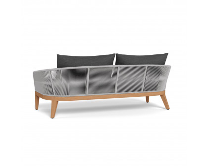 Harbour Avalon 2 Seat Sofa - Teak Natural, Lisos Grafito, Rope Light Gray