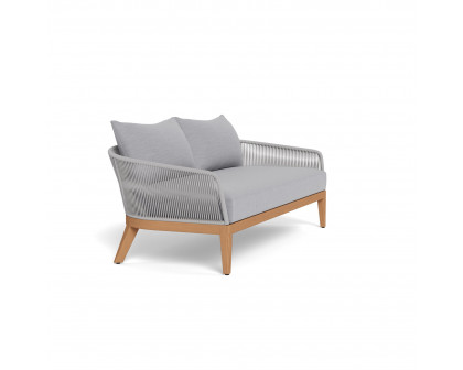 Harbour Avalon 2 Seat Sofa - Teak Natural, Panama Cloud, Rope Light Gray