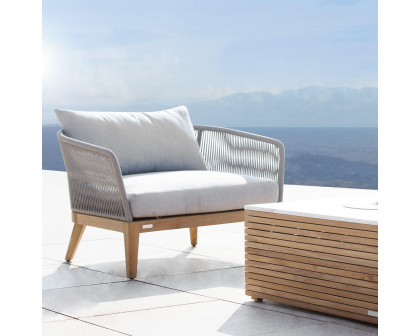 Harbour Avalon Lounge Chair - Teak Natural, Lisos Grafito, Rope Light Gray