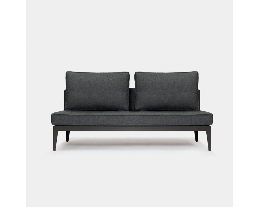 Harbour Balmoral 2 Seat Armless Sofa - Aluminum Asteroid, Lisos Grafito, Strapping Taupe