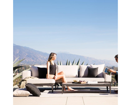 Harbour Balmoral Coffee Table - Aluminum Asteroid, Glass Taupe