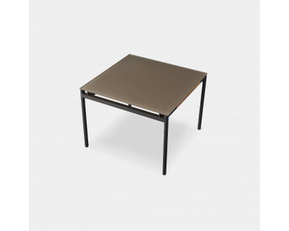 Harbour Breeze Glass Dining Table 39" - Aluminum Asteroid, Glass Taupe