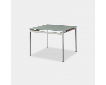 Harbour Breeze Glass Dining Table 39" - Aluminum Asteroid, Glass Taupe