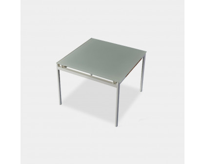 Harbour Breeze Glass Dining Table 39" - Aluminum Asteroid, Glass Taupe