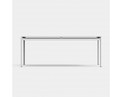 Harbour Breeze Glass Dining Table 79" - Aluminum Asteroid, Glass Taupe