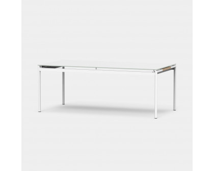 Harbour Breeze Glass Dining Table 79" - Aluminum Asteroid, Glass Taupe