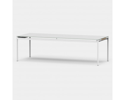 Harbour Breeze Glass Dining Table 102" - Aluminum Asteroid, Glass Taupe