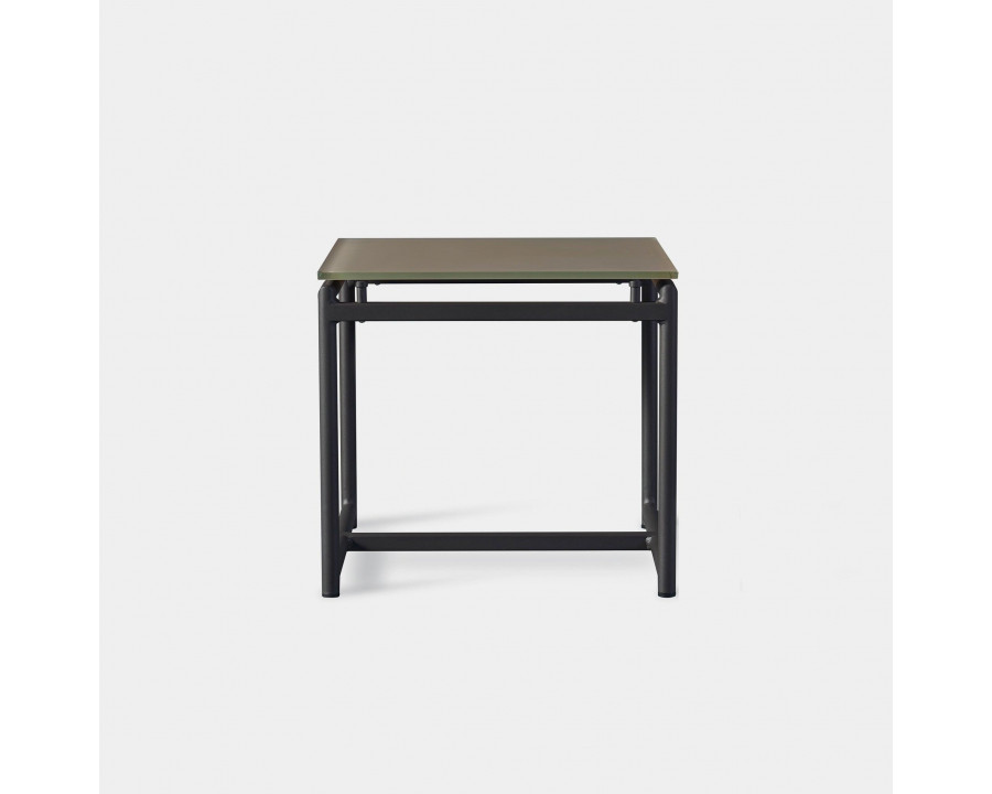 Harbour Breeze Side Table - Aluminum Asteroid, Glass Taupe