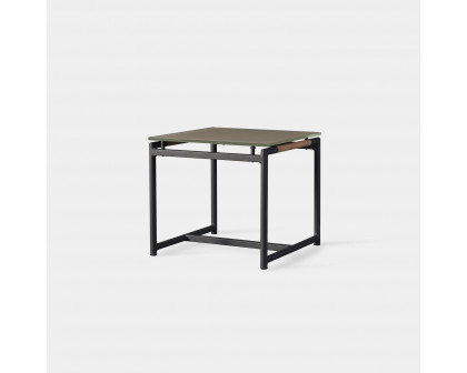 Harbour Breeze Side Table - Aluminum Asteroid, Glass Taupe