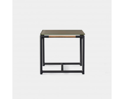 Harbour Breeze Side Table - Aluminum Asteroid, Glass Taupe